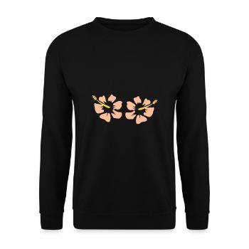 Blume pastell Blume Blumen pastell Blumen Hibiskus - Unisex Pullover - Schwarz - Vorne - Alina (178cm) & Michal (187cm)