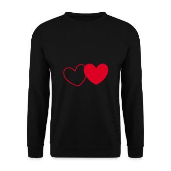 rotes Herz rot Herzen rot Herz Geschenk Muttertag - Unisex Pullover - Schwarz - Vorne - Alina (178cm) & Michal (187cm)