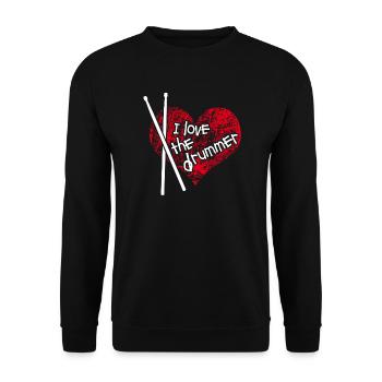 I love the Drummer - ich liebe den Schlagzeuger - Unisex Sweatshirt - black - Front - Alina (178cm) & Michal (187cm)