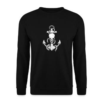 Anchor skull maritime motif for fur seals - Unisex Sweatshirt - black - Front - Alina (178cm) & Michal (187cm)