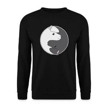 Süßes Lama Yin Yang Yoga Alpaka Geschenk - Unisex Pullover - Schwarz - Vorne - Alina (178cm) & Michal (187cm)