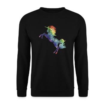 Einhorn Regenbogen - Unisex Pullover - Schwarz - Vorne - Alina (178cm) & Michal (187cm)