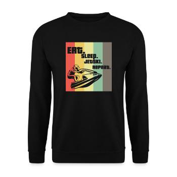 Eat Sleep Jetski RepeatJet Ski Geschenk Retro - Unisex Pullover - Schwarz - Vorne - Alina (178cm) & Michal (187cm)