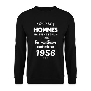 Anniversaire 66 ans - Meilleurs sont nés en 1956 - Sweat-shirt Unisexe - noir - Devant - Alina (178cm) & Michal (187cm)