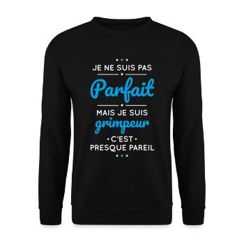 Je ne suis pas parfait mais je suis grimpeur - Sweat-shirt Unisexe - noir - Devant - Alina (178cm) & Michal (187cm)