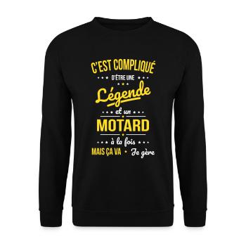 Compliqué d'être une légende et un motard - Sweat-shirt Unisexe - noir - Devant - Alina (178cm) & Michal (187cm)
