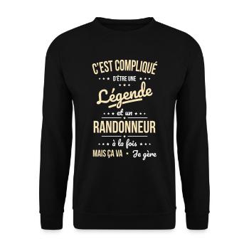 Compliqué d'être une légende et un randonneur - Sweat-shirt Unisexe - noir - Devant - Alina (178cm) & Michal (187cm)