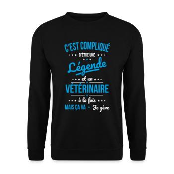 Compliqué d'être une légende et un vétérinaire - Sweat-shirt Unisexe - noir - Devant - Alina (178cm) & Michal (187cm)