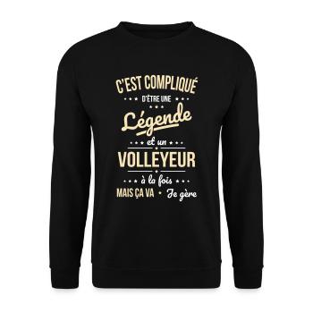 Compliqué d'être une légende et un volleyeur - Sweat-shirt Unisexe - noir - Devant - Alina (178cm) & Michal (187cm)