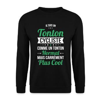 Tonton cycliste comme un tonton normal plus cool - Sweat-shirt Unisexe - noir - Devant - Alina (178cm) & Michal (187cm)