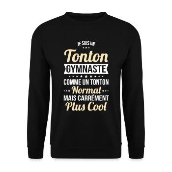 Tonton gymnaste comme un tonton normal plus cool - Sweat-shirt Unisexe - noir - Devant - Alina (178cm) & Michal (187cm)