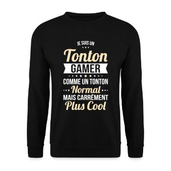 Tonton gamer comme tonton normal plus cool - Sweat-shirt Unisexe - noir - Devant - Alina (178cm) & Michal (187cm)