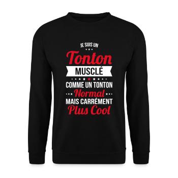 Tonton musclé comme un tonton normal plus cool - Sweat-shirt Unisexe - noir - Devant - Alina (178cm) & Michal (187cm)