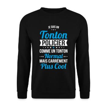 Tonton policier comme un tonton normal plus cool - Sweat-shirt Unisexe - noir - Devant - Alina (178cm) & Michal (187cm)