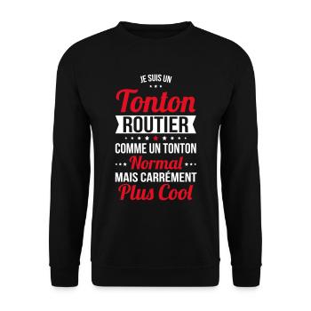 Tonton routier comme un tonton normal plus cool - Sweat-shirt Unisexe - noir - Devant - Alina (178cm) & Michal (187cm)