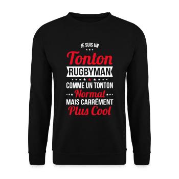 Tonton rugbyman comme un tonton normal plus cool - Sweat-shirt Unisexe - noir - Devant - Alina (178cm) & Michal (187cm)