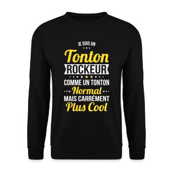 Tonton rockeur comme un tonton normal plus cool - Sweat-shirt Unisexe - noir - Devant - Alina (178cm) & Michal (187cm)