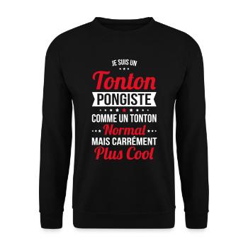 Tonton pongiste comme un tonton normal plus cool - Sweat-shirt Unisexe - noir - Devant - Alina (178cm) & Michal (187cm)