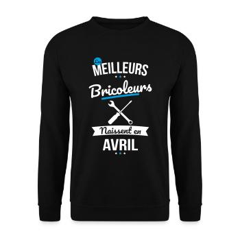 Les meilleurs bricoleurs naissent en Avril - Sweat-shirt Unisexe - noir - Devant - Alina (178cm) & Michal (187cm)