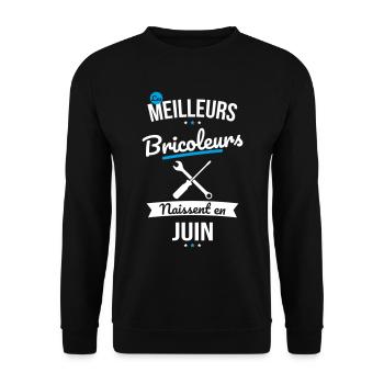 Les meilleurs bricoleurs naissent en Juin - Sweat-shirt Unisexe - noir - Devant - Alina (178cm) & Michal (187cm)