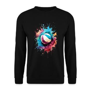 Volleyball Motiv Colorflash Bunt Frauen Mädchen - Unisex Pullover - Schwarz - Vorne - Alina (178cm) & Michal (187cm)