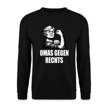 Omas gegen rechts - Unisex Pullover - Schwarz - Vorne - Alina (178cm) & Michal (187cm)