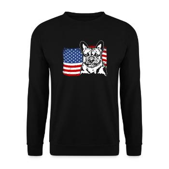 Bouledogue français Drapeau américain Wilsigns - Sweat-shirt Unisexe - noir - Devant - Alina (178cm) & Michal (187cm)