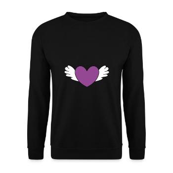 Coeur violet blanc avec des ailes Saint-Valentin - Sweat-shirt Unisexe - noir - Devant - Alina (178cm) & Michal (187cm)