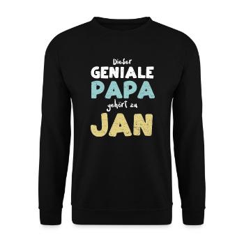 Dieser Geniale Papa Gehört Zu Jan - Unisex Pullover - Schwarz - Vorne - Alina (178cm) & Michal (187cm)