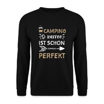 Camping & coffee is already quite ... - Unisex Sweatshirt - black - Front - Alina (178cm) & Michal (187cm)