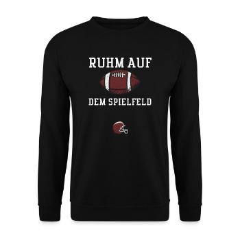 Ruhm auf dem Spielfeld - Football - Unisex Pullover - Schwarz - Vorne - Alina (178cm) & Michal (187cm)