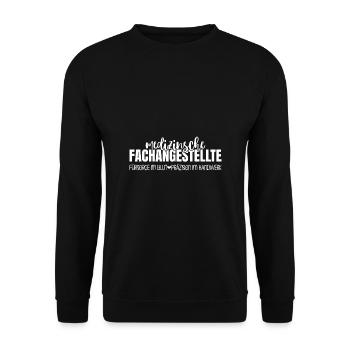 Arzthelferin Fürsorge im Blut MFA - Unisex Pullover - Schwarz - Vorne - Alina (178cm) & Michal (187cm)