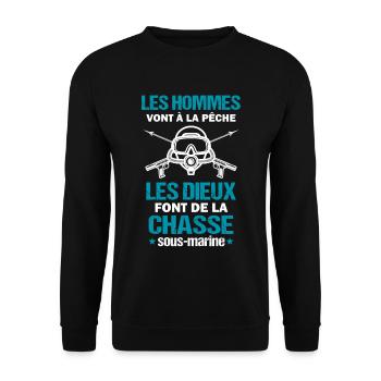 Chasse sous marine pêche au harpon cadeau pêche - Sweat-shirt Unisexe - noir - Devant - Alina (178cm) & Michal (187cm)