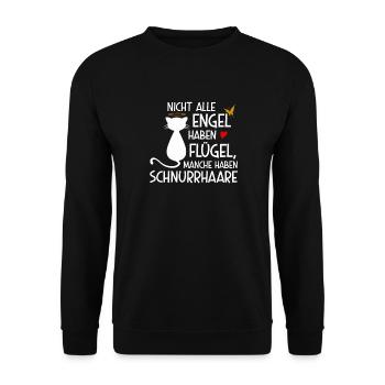 schnurrhaare katzen katze kater kätzchen flügel - Unisex Pullover - Schwarz - Vorne - Alina (178cm) & Michal (187cm)