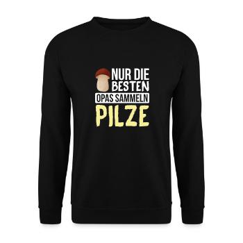 Pilzsammler - Pilze - Opa - Pilzesammler Geschenk - Unisex Pullover - Schwarz - Vorne - Alina (178cm) & Michal (187cm)