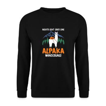 Alpaka wanderung Lama Geschenk - Unisex Pullover - Schwarz - Vorne - Alina (178cm) & Michal (187cm)