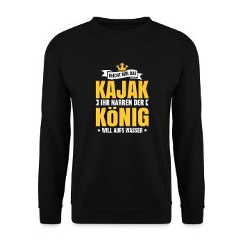 Reicht mir das Kajak ihr Narren Geschenk - Unisex Pullover - Schwarz - Vorne - Alina (178cm) & Michal (187cm)