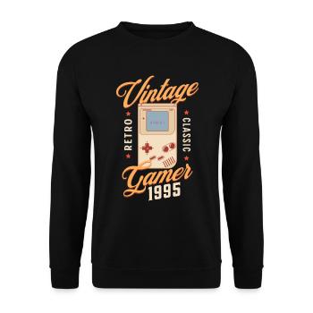 Vintage Gamer 1995, 27 Years Anniversary Gamer - Unisex Sweatshirt - black - Front - Alina (178cm) & Michal (187cm)
