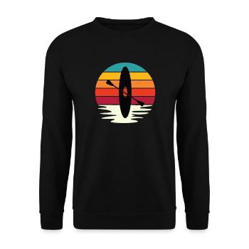 Retro Sunset Kayaki Design - Unisex Pullover - Schwarz - Vorne - Alina (178cm) & Michal (187cm)