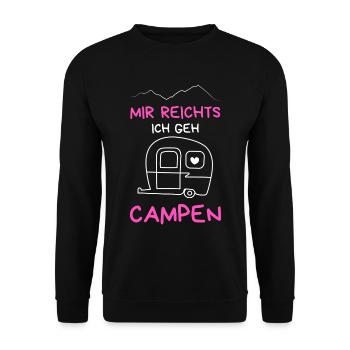 Mir reichts ich geh Campen, Geschenkidee - Unisex Pullover - Schwarz - Vorne - Alina (178cm) & Michal (187cm)