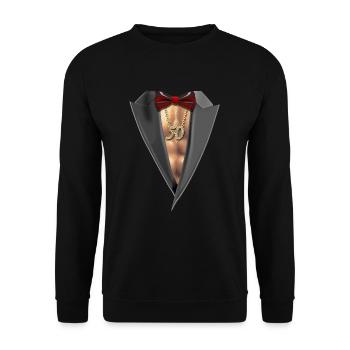 Tuxedo Brust 50 - Unisex Pullover - Schwarz - Vorne - Alina (178cm) & Michal (187cm)
