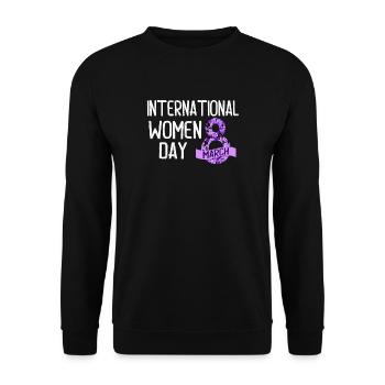 journée internationale de la femme 8 mars - Sweat-shirt Unisexe - noir - Devant - Alina (178cm) & Michal (187cm)