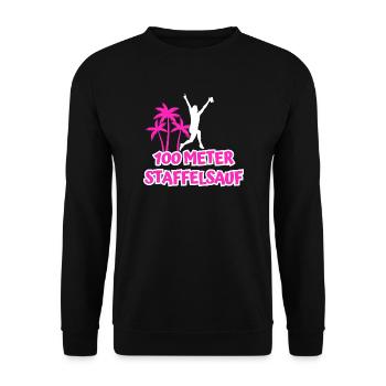 100 Meter Staffel Sauf - Unisex Pullover - Schwarz - Vorne - Alina (178cm) & Michal (187cm)
