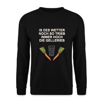 Immer hoch die Gellerieb - Pfalz Schirt un Schorle - Unisex Pullover - Schwarz - Vorne - Alina (178cm) & Michal (187cm)