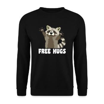 Free Hug's Raccoon Saying - Unisex Sweatshirt - black - Front - Alina (178cm) & Michal (187cm)
