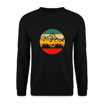 Gebirge Bergsteiger Retro Wald Wandern Natur - Unisex Pullover - Schwarz - Vorne - Alina (178cm) & Michal (187cm)