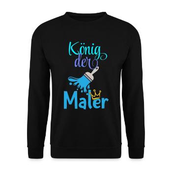 König der Maler Handwerker Beruf malen - Unisex Pullover - Schwarz - Vorne - Alina (178cm) & Michal (187cm)