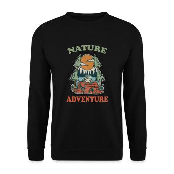 Nature Adventure Berge Camping Nature Lover Shirt - Unisex Pullover - Schwarz - Vorne - Alina (178cm) & Michal (187cm)