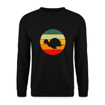 Sea Turtle Animal Gift Retro Turtle - Unisex Sweatshirt - black - Front - Alina (178cm) & Michal (187cm)