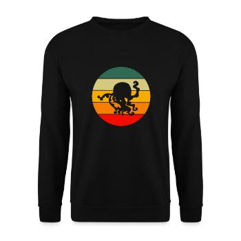 Ocean Animal Sea Animal Octopus Gift Retro Octopus - Unisex Sweatshirt - black - Front - Alina (178cm) & Michal (187cm)
